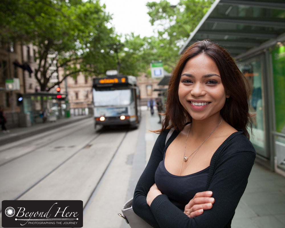 Woman and tram