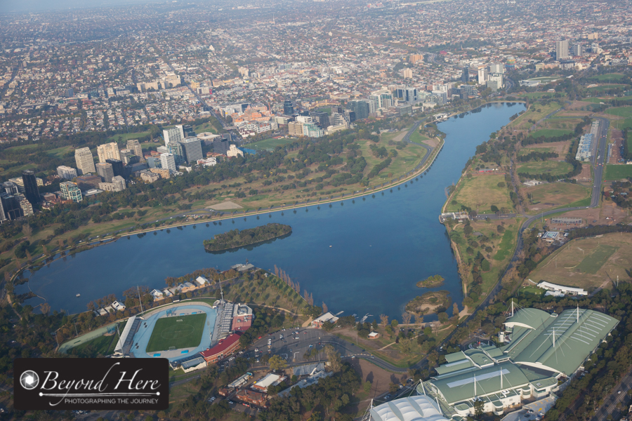 Aerial shot of Albert Park Lake